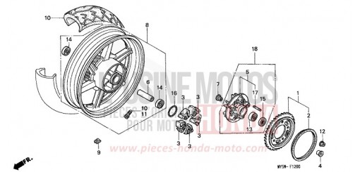 HINTERRAD (1) CB500T de 1996